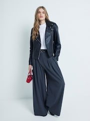 River Island Black Core Leather Biker Jacket - Image 3 of 6