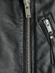 River Island Black Core Leather Biker Jacket - Image 6 of 6