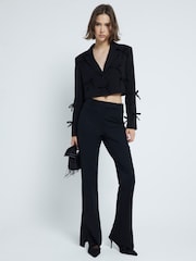 River Island Black Slim Fit Tailored Flare Trousers - Image 1 of 6