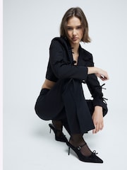 River Island Black Slim Fit Tailored Flare Trousers - Image 3 of 6