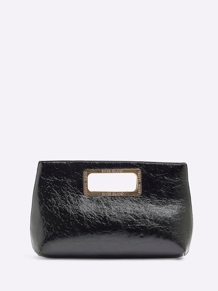 River Island Black Metal Handle Clutch Bag - Image 1 of 5