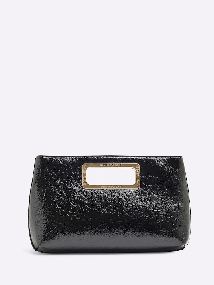 River Island Black Metal Handle Clutch Bag - Image 2 of 5