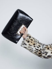 River Island Black Metal Handle Clutch Bag - Image 3 of 5