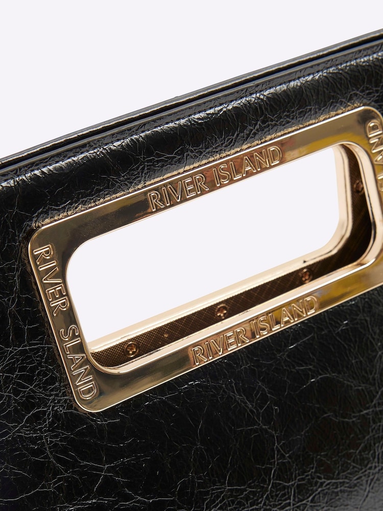 River Island Black Metal Handle Clutch Bag - Image 5 of 5