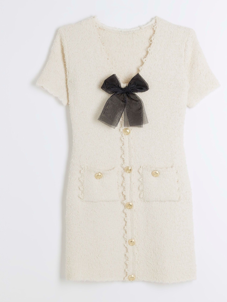 River Island Cream Mini Boucle Dress - Image 5 of 5