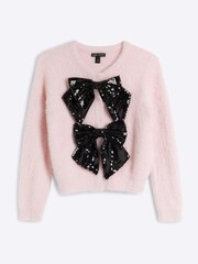 River Island Pink Bow 100% Cotton Cardigan - Image 5 of 6