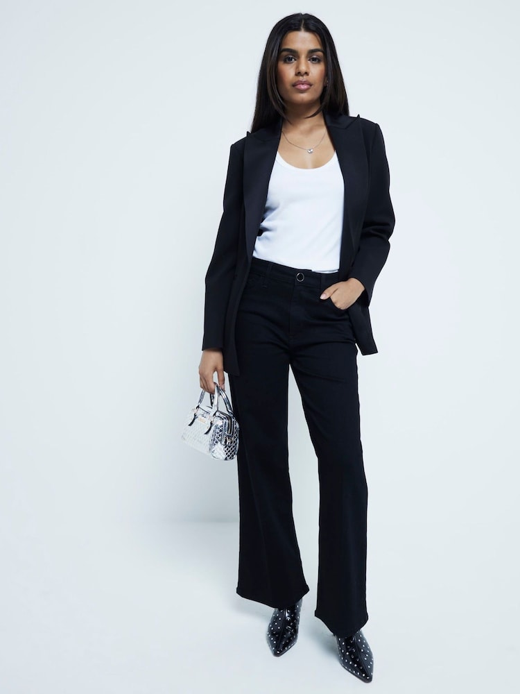 River Island Black High Waisted Wide Leg Karma Jeans - Image 1 of 6