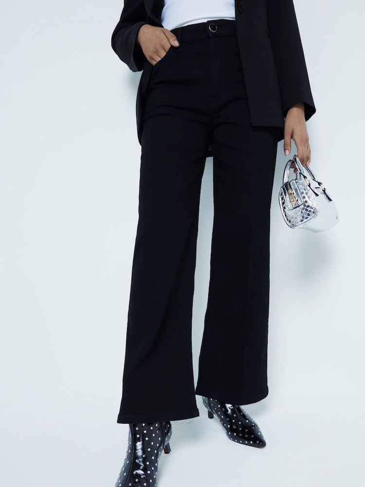 River Island Black High Waisted Wide Leg Karma Jeans - Image 2 of 6 River Island Black High Waisted Wide Leg Karma Jeans - Image 2 of 6