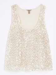 River Island Sequin Racer Tank Top - Imagen 5 de 6
