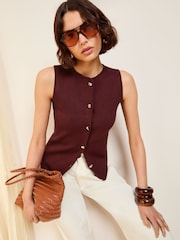 Friends Like These Burgundy Statement Button Waistcoat - Image 1 of 5