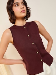Friends Like These Burgundy Statement Button Waistcoat - Image 2 of 5