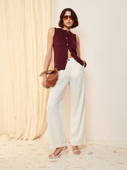 Friends Like These Burgundy Statement Button Waistcoat - Image 3 of 5