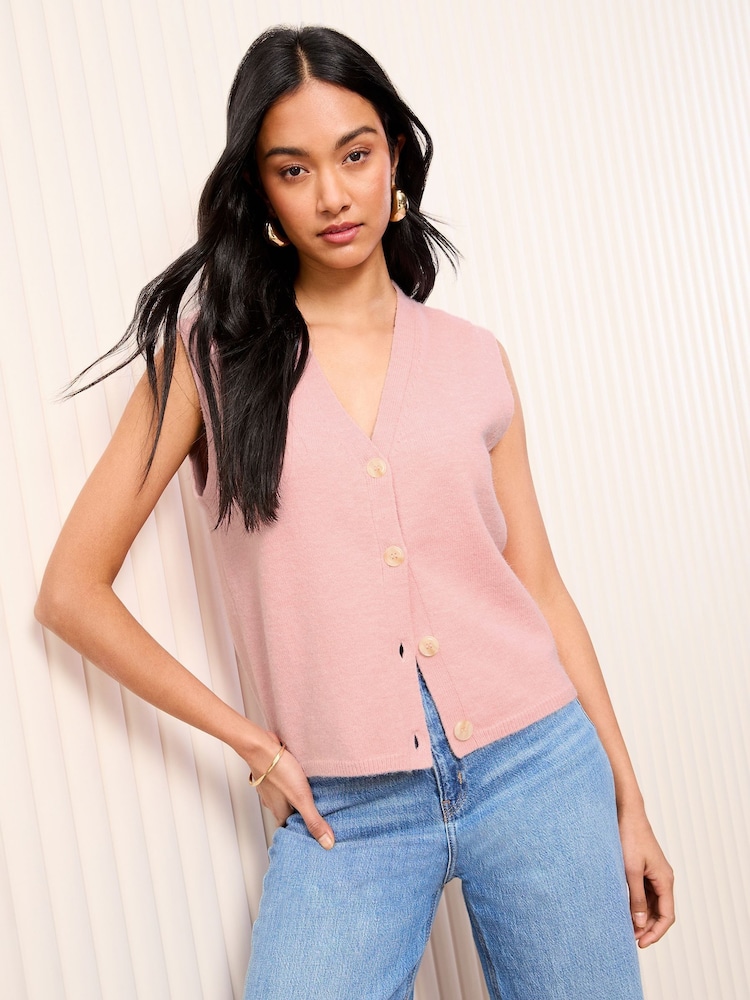 Friends Like These Pink Knitted Waistcoat - Image 1 of 4
