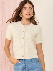 Friends Like These Ivory Short Sleeve Cardigan - Image 3 of 5