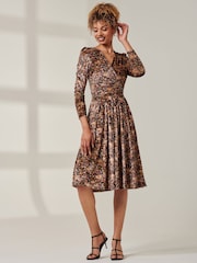 Jolie Moi Black Long Sleeve Floral Velevet Midi Dress - Image 5 of 6