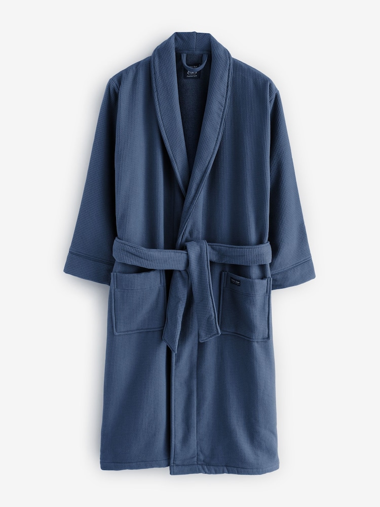 The Savile Row Company Waffle 100% Cotton Dressing Gown With Lining - Image 4 of 4