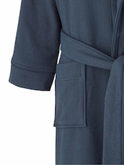 Savile Row Company Blue Cotton Waffle Dressing Gown With Terry Lining - Image 5 of 5
