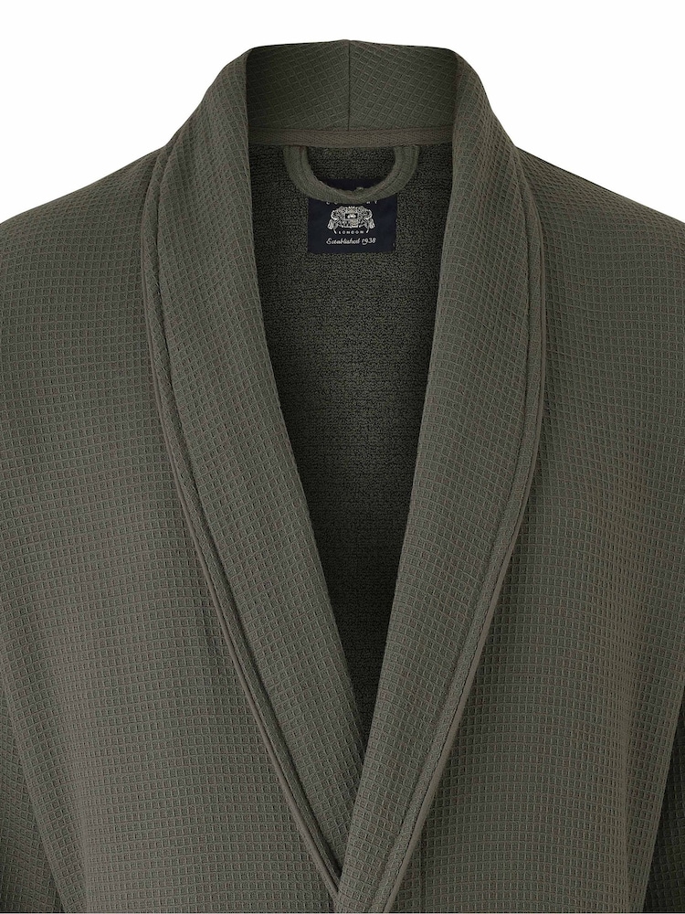 The Savile Row Company Waffle 100% Cotton Dressing Gown With Lining - Image 2 of 4