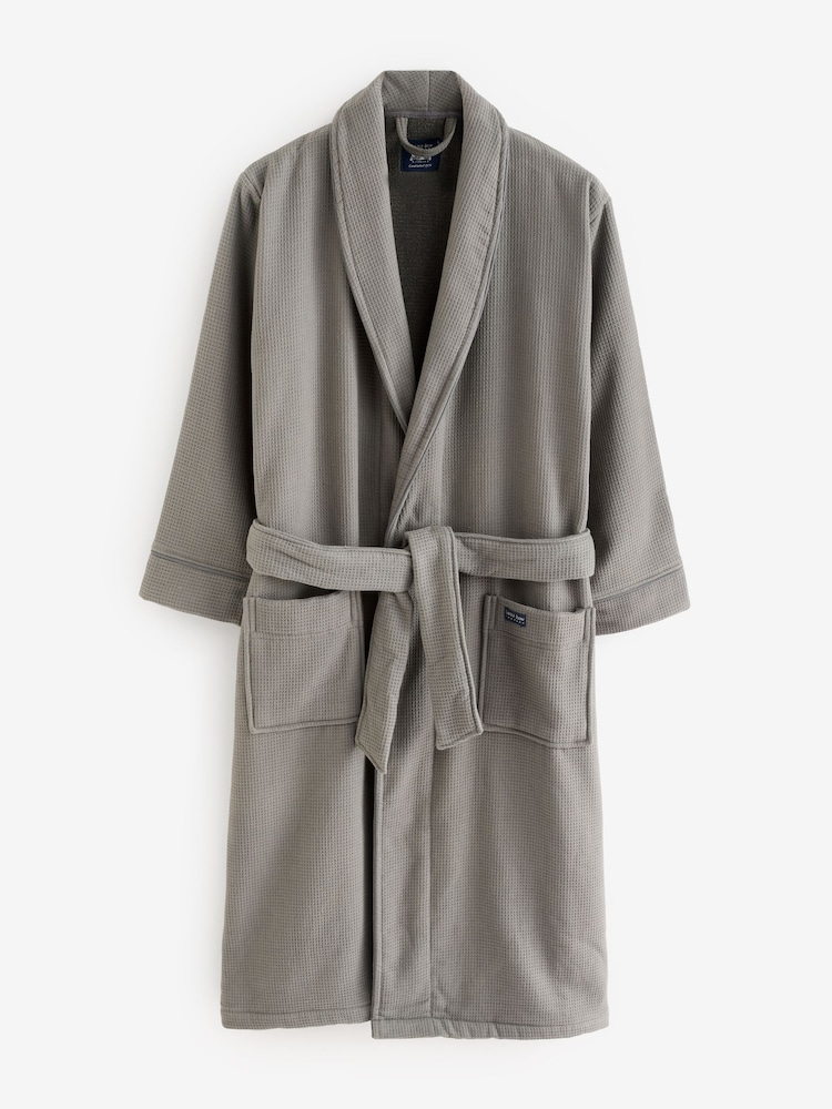 The Savile Row Company Waffle 100% Cotton Dressing Gown With Lining - Image 4 of 4