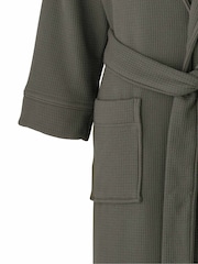 Savile Row Company Grey Cotton Waffle Dressing Gown With Terry Lining - Image 5 of 5