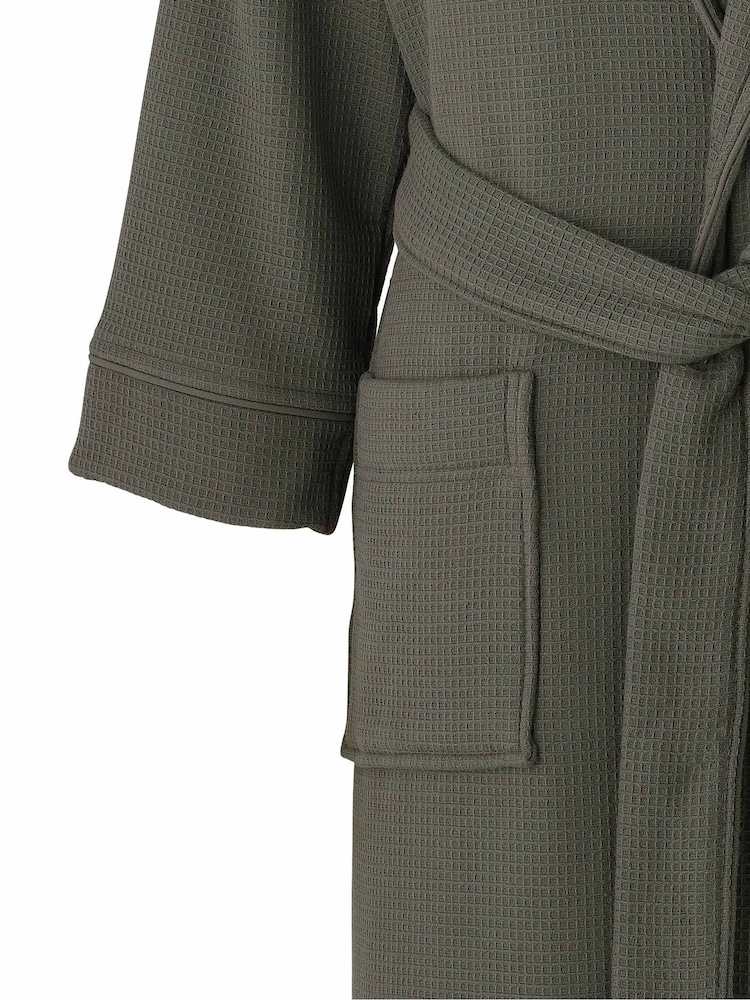 Savile Row Company Grey Cotton Waffle Dressing Gown With Terry Lining - Image 5 of 5