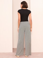 Friends Like These Black Stripe Crinkle Jersey Wide Leg Trousers - Image 4 of 4