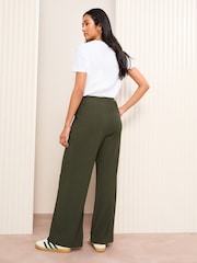 Friends Like These Khaki Green Crinkle Jersey Wide Leg Trousers - Image 2 of 4
