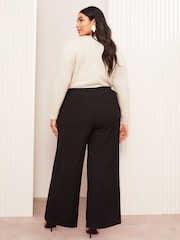 Friends Like These Black Curve Crinkle Jersey Wide Leg Trousers - Image 3 of 4