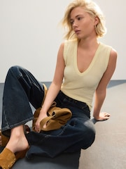 Lemon Yellow Sleeveless Textured V-Neck Tank Top - Image 3 of 8