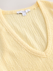 Lemon Yellow Sleeveless Textured V-Neck Tank Top - Image 7 of 8