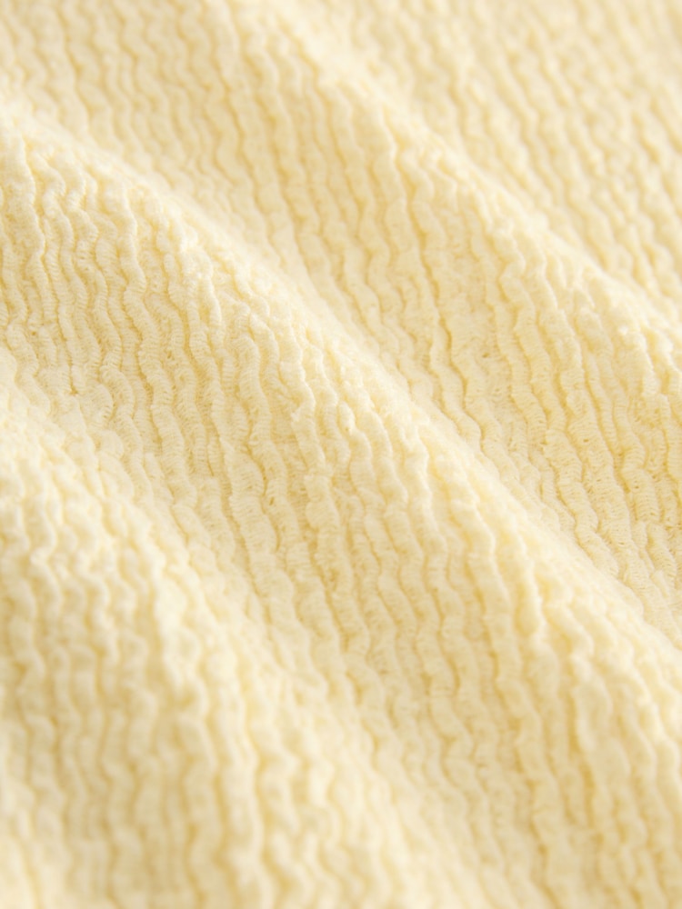 Lemon Yellow Sleeveless Textured V-Neck Tank Top - Image 8 of 8