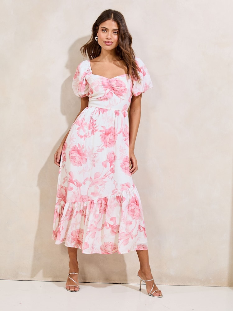 Vestido de lino a media pierna con manga abullonada de Lipsy - Imagen 1 de 4 Vestido de lino a media pierna con manga abullonada de Lipsy - Imagen 1 de 4