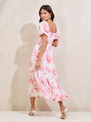 Vestido de lino a media pierna con manga abullonada de Lipsy - Imagen 3 de 4