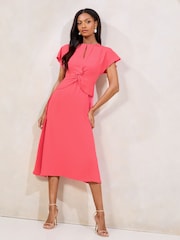 Rosa - Lipsy Keyhole Knot Front Short Sleeve Midi Dress - Imagen 3 de 4