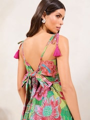 Розовый Цветы металлик - Lipsy Printed Ric Rac Trim Cami Midi Dress ' - Image 2 of 4