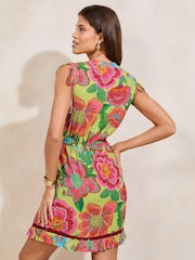 Lipsy Green Floral Broderie Sleeveless Mini Shirt Dress - Image 4 of 4