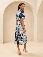 Navy Mixed Print Underbust Jersey Midi Dress - Image 3 of 4
