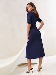 Lipsy Navy Blue Jersey Keyhole Underbust Midi Dress - Image 5 of 5