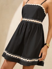 Lipsy Black Ric Rac Trim Cami Mini Dress - Image 2 of 4