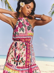 Lipsy Pink Postcard Printed Halter Neck Maxi Dress - Image 2 of 4