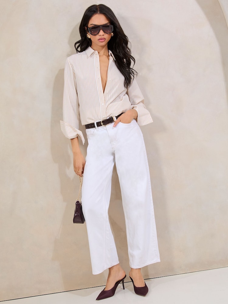 Lipsy Camel Stripe Poplin Shirt - Image 2 of 4