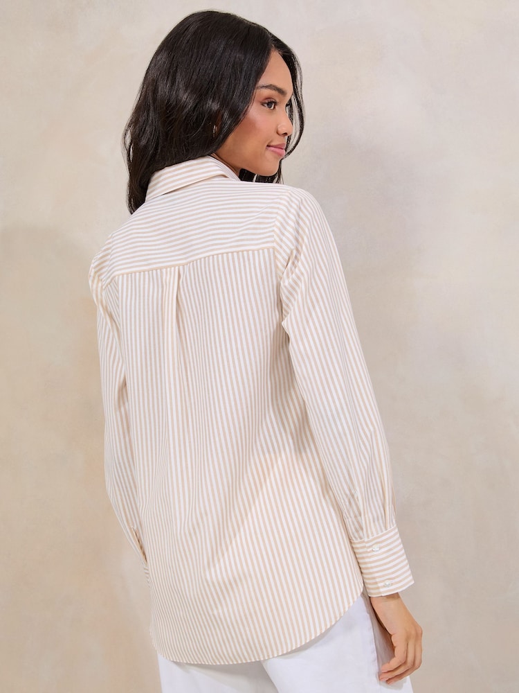 Lipsy Camel Stripe Poplin Shirt - Image 4 of 4