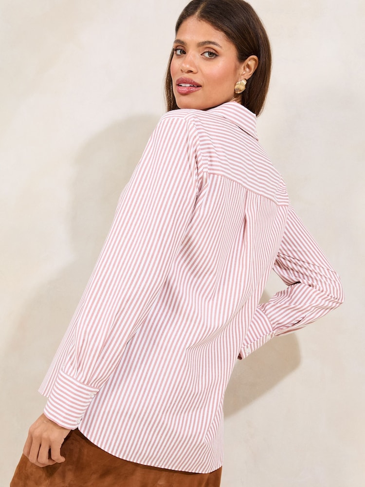 Lipsy Brown Stripe Poplin Shirt - Image 5 of 5
