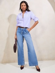 Lipsy Lilac Purple Stripe Poplin Shirt - Image 2 of 4