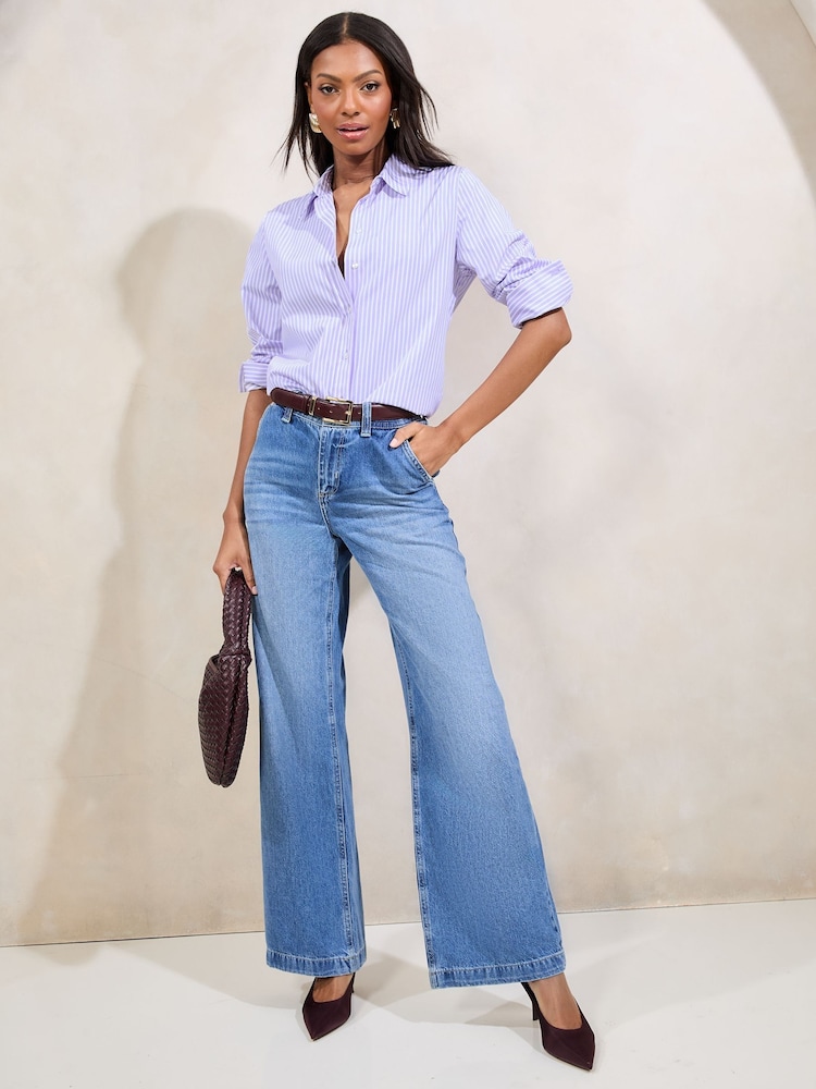 Lipsy Lilac Purple Stripe Poplin Shirt - Image 2 of 4