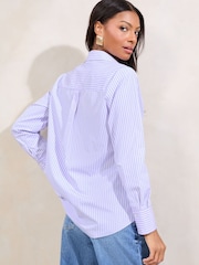 Lipsy Lilac Purple Stripe Poplin Shirt - Image 4 of 4