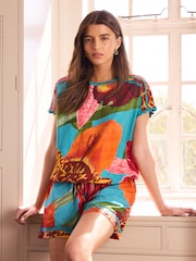 Kew Collection Turquoise Blue Short Sleeve Bubblehem T-Shirt - Image 1 of 6