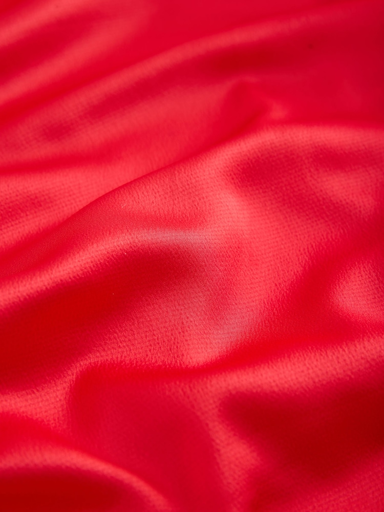 Red Satin Ruched Short Sleeve Top - Image 2 of 8