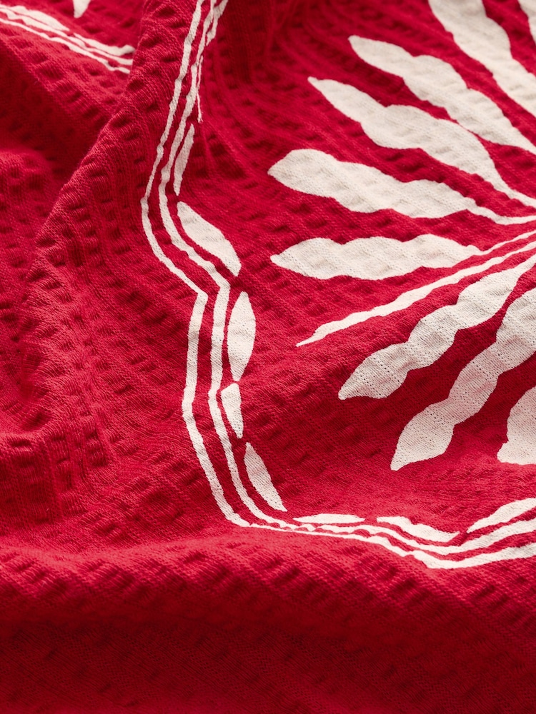 Red/White Print Strappy Bardot Short Sleeve 100% Cotton Top - Image 6 of 6