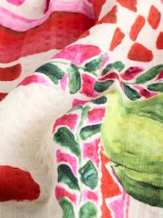 Green/Pink Fruit Print Strappy Bardot Short Sleeve 100% Cotton Top - Image 6 of 7
